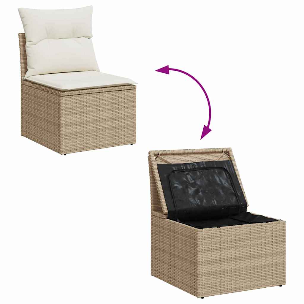 Tuin Sofa Set met kussen met opslag 8 pcs Beige en Crème