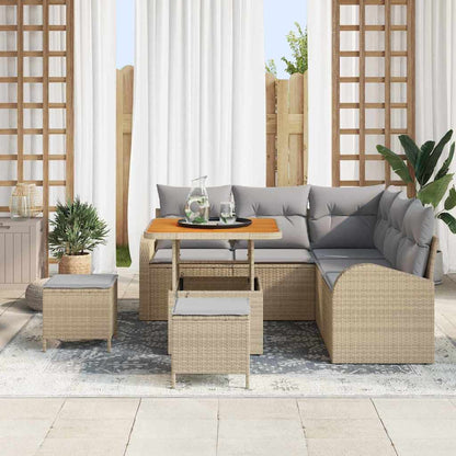 Tuin Sofa Set Met Kussen Met Opslag 8 Pcs En Licht Grijs 80 cm tafellengte Beige Lichtgrijs