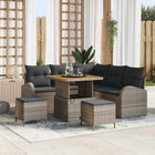 Tuin loungeset 8-delig poly rattan acaciahout grijs
