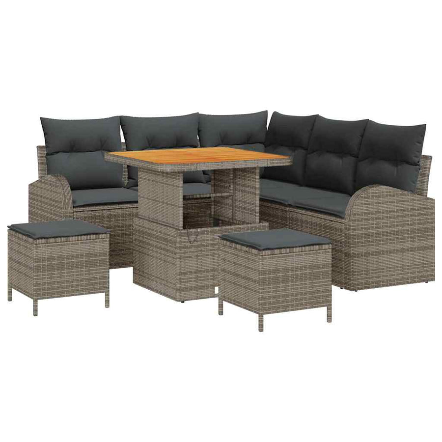 Tuin Sofa Set met kussen met opslag met kussen 8 pcs Grijs