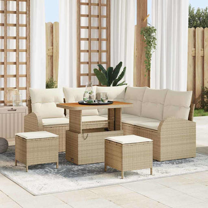 Tuin Sofa Set met kussen met opslag 8 pcs Beige en Crème
