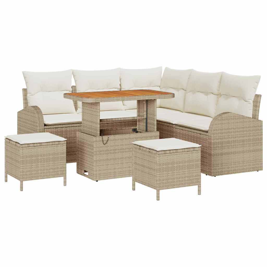 Tuin Sofa Set met kussen met opslag 8 pcs Beige en Crème