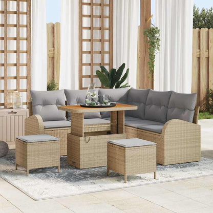 Tuin Sofa Set Met Kussen Met Opslag 8 Pcs En Licht Grijs 90 cm tafellengte Beige Lichtgrijs