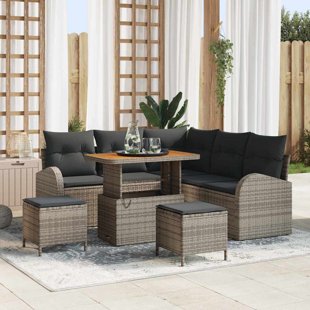 Tuin Sofa Set met kussen met opslag met kussen 8 pcs Grijs