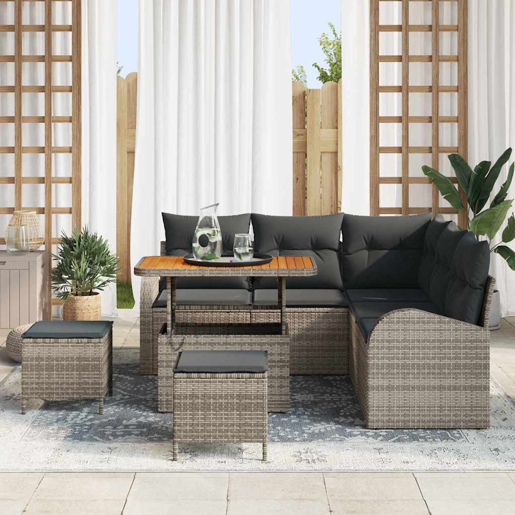 Tuin Sofa Set met kussen met opslag met kussen 8 pcs Grijs