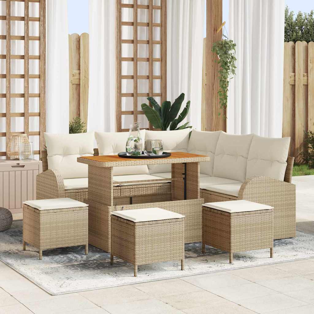 Tuin Sofa Set met kussen met opslag 9 pcs Beige en Crème