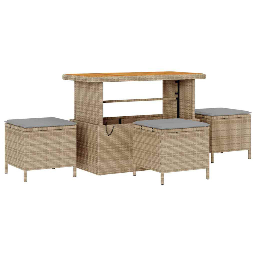 Tuin Sofa Set Met Kussen Met Opslag 9 Pcs En Licht Grijs 110 cm tafellengte Beige Lichtgrijs