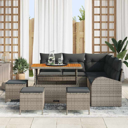 Tuin Sofa Set met kussen met opslag met kussen 9 pcs Grijs
