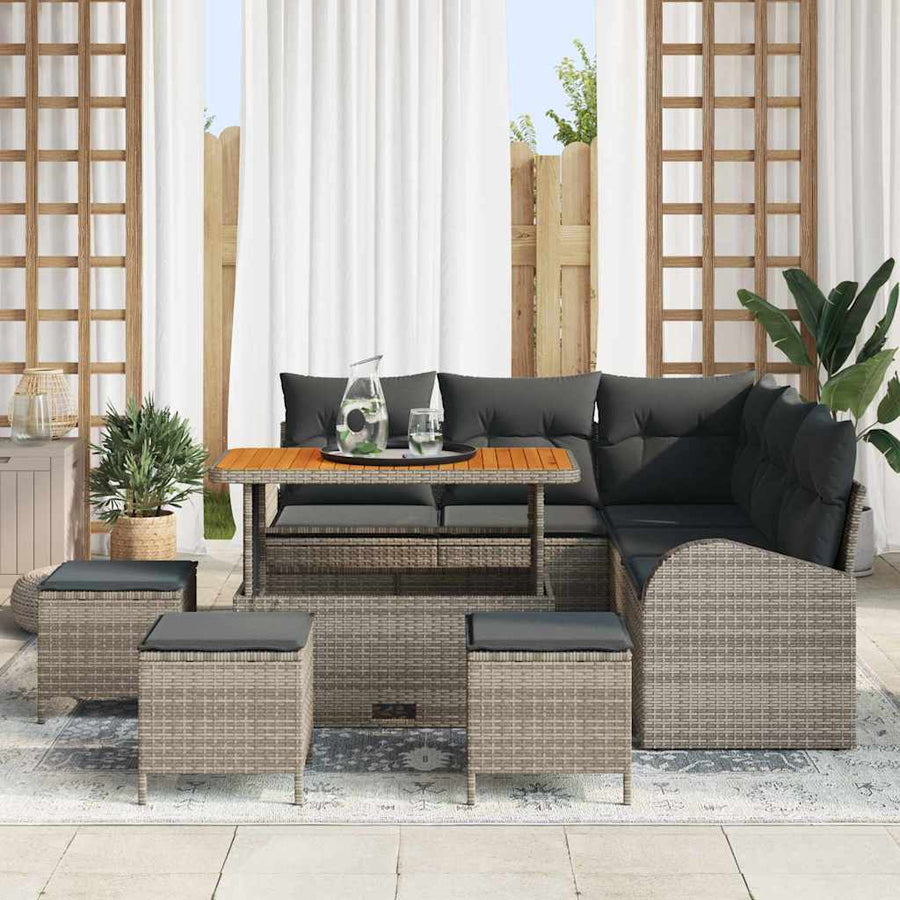 Tuin Sofa Set met kussen met opslag met kussen 9 pcs Grijs
