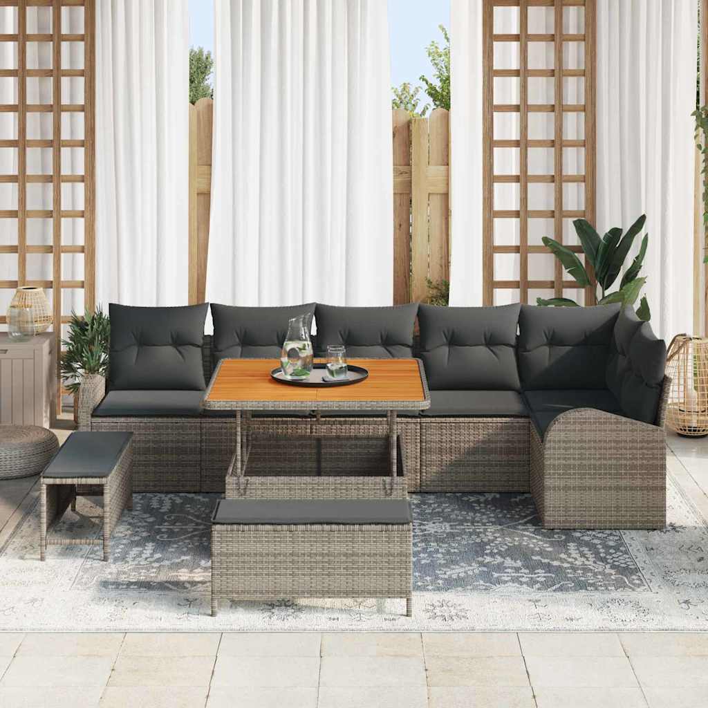 Tuin Sofa Set met kussen met opslag met kussen 9 pcs Grijs