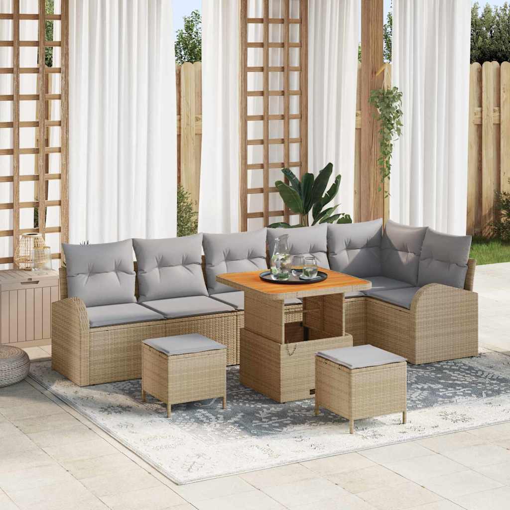 Tuin Sofa Set Met Kussen Met Opslag 9 Pcs En Licht Grijs 80 cm tafellengte Beige Lichtgrijs