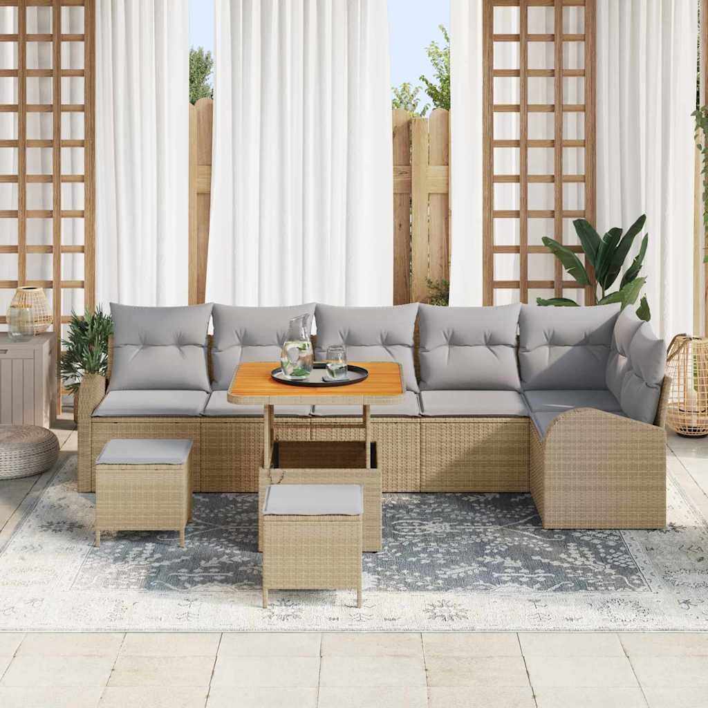 Tuin Sofa Set Met Kussen Met Opslag 9 Pcs En Licht Grijs 80 cm tafellengte Beige Lichtgrijs