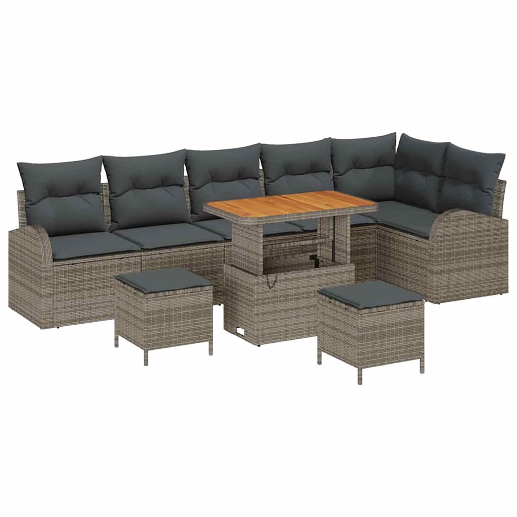 Tuin Sofa Set met kussen met opslag met kussen 9 pcs Grijs