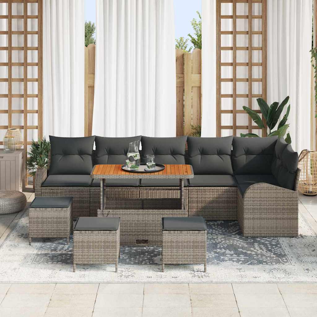Tuin Sofa Set met kussen met opslag met kussen 10 pcs Grijs