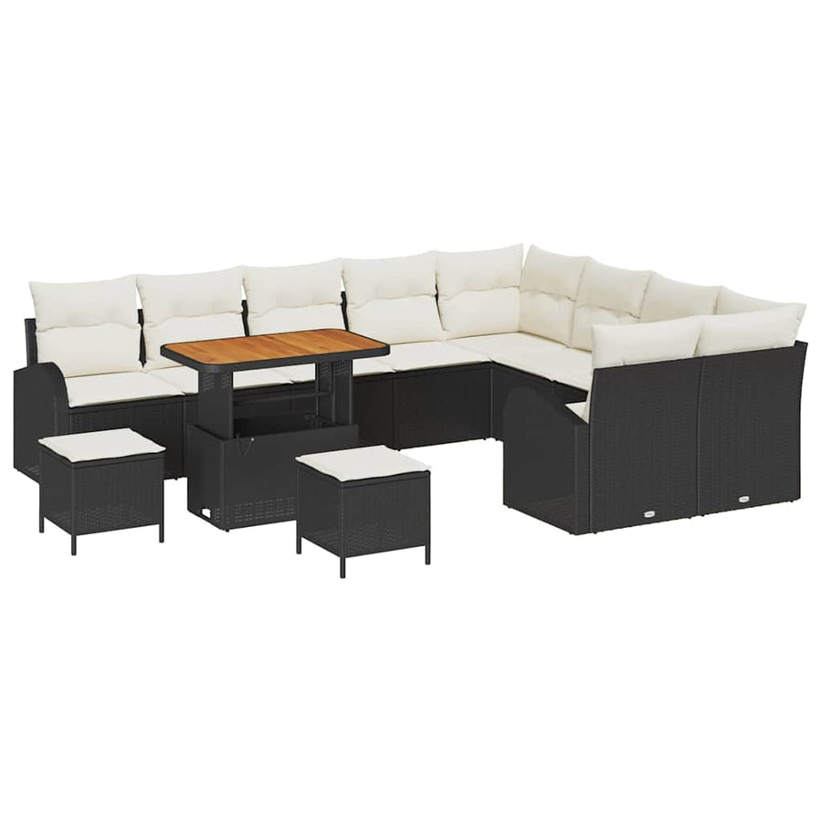 Tuin Sofa Set met kussen met opslag 12 pcs Zwart en Crème