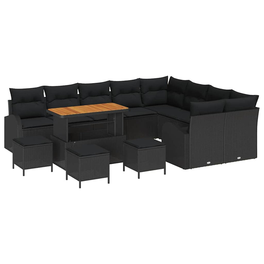 Tuin Sofa Set met kussen met opslag met kussen 13 pcs Zwart