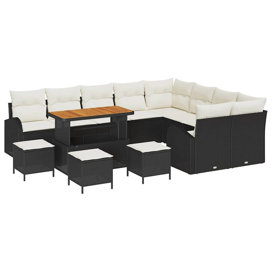 Tuin Sofa Set met kussen met opslag 13 pcs Zwart en Crème