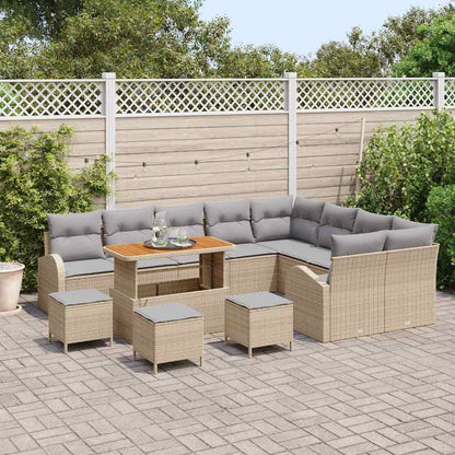 Tuin Sofa Set met kussen met opslag 13 pcs Beige en Licht Grijs