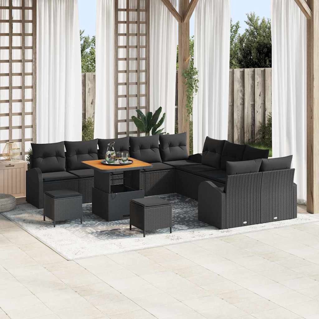 Tuin Sofa Set met kussen met opslag met kussen 13 pcs Zwart