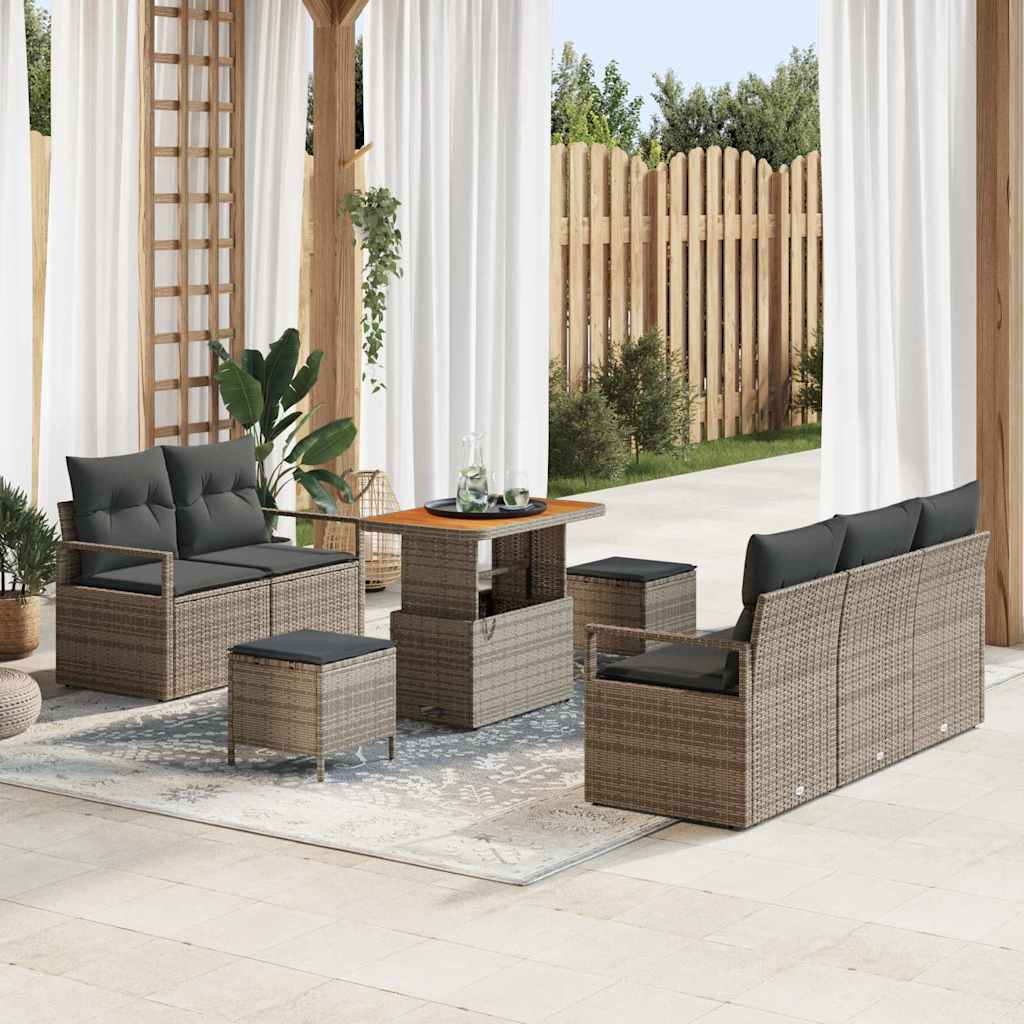 Tuin Sofa Set met kussen met opslag met kussen 8 pcs Grijs