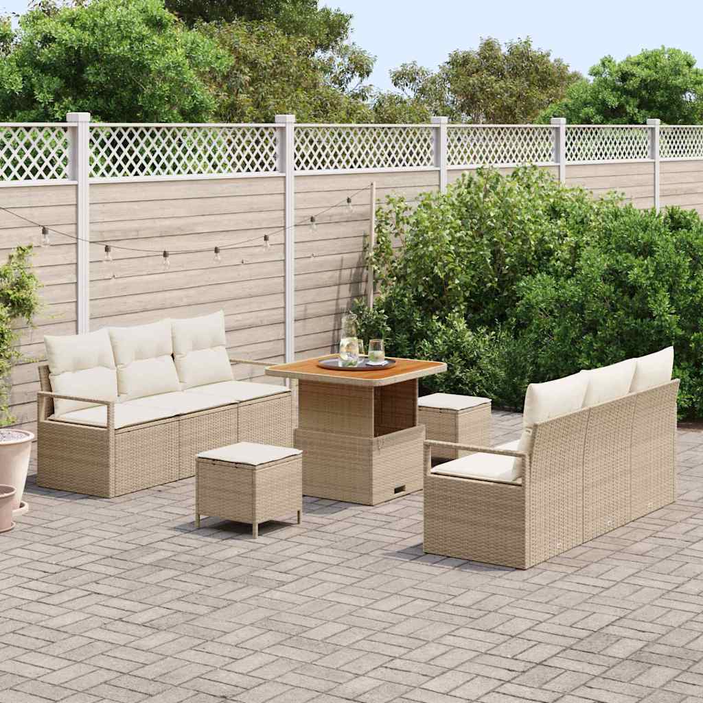 Tuin Sofa Set met opslag 9 pcs Beige Poly riet