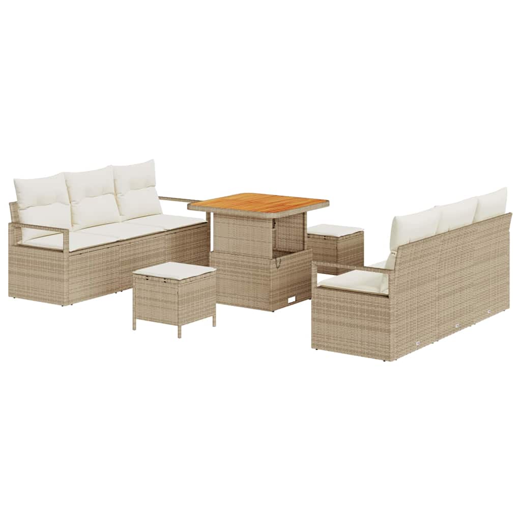 Tuin Sofa Set met opslag 9 pcs Beige Poly riet
