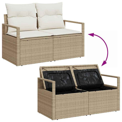Tuin Sofa Set met opslag 9 pcs Beige Poly riet