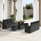 Garden Sofa Set with Storage 9 pcs Black Poly Rattan