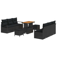 Tuin Sofa Set met kussen met kussen 9 pcs Zwart Poly riet
