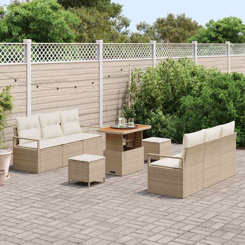 Tuin Sofa Set met opslag 9 pcs Beige Poly riet