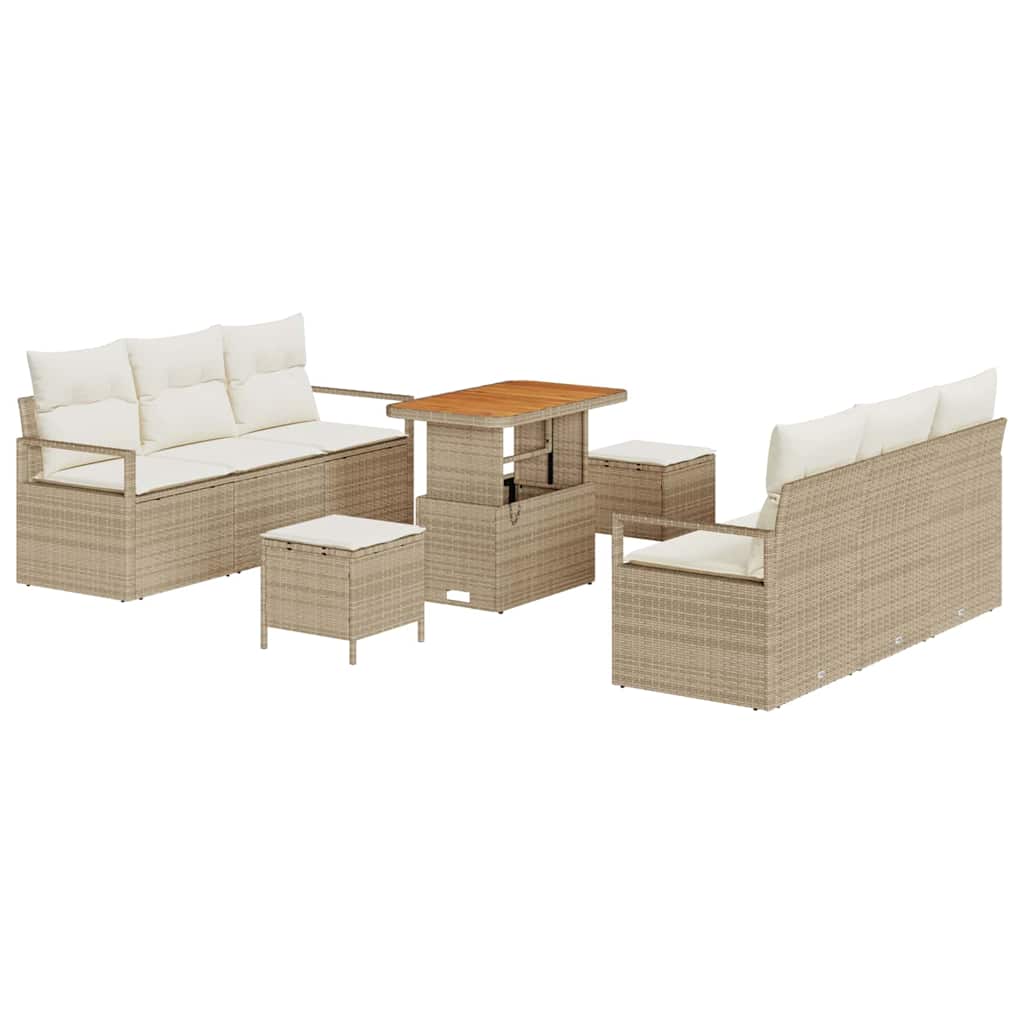 Tuin Sofa Set met opslag 9 pcs Beige Poly riet