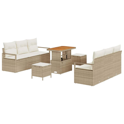 Tuin Sofa Set met opslag 9 pcs Beige Poly riet