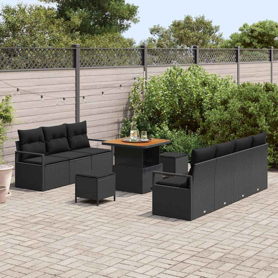Tuin Sofa Set met kussen met opslag met kussen 10 pcs Zwart