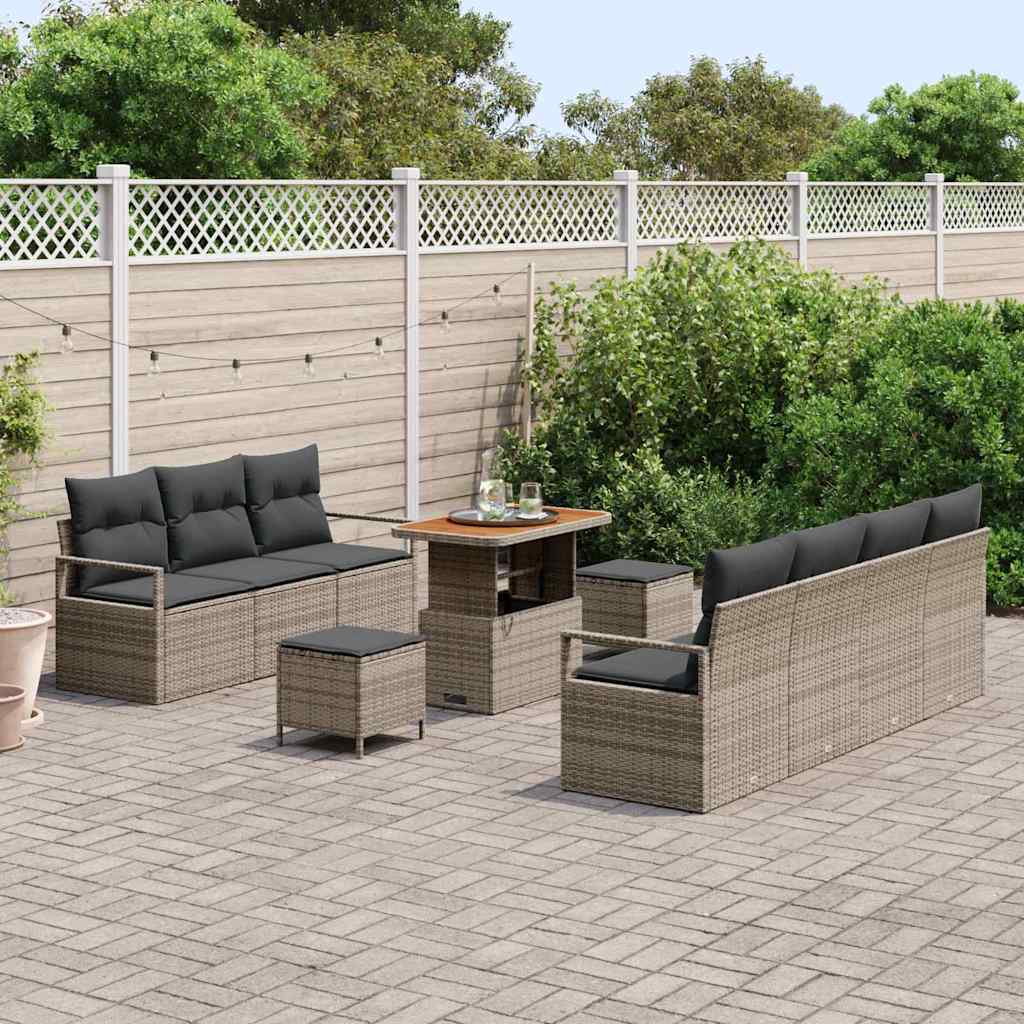Tuin Sofa Set met kussen met opslag met kussen 10 pcs Grijs