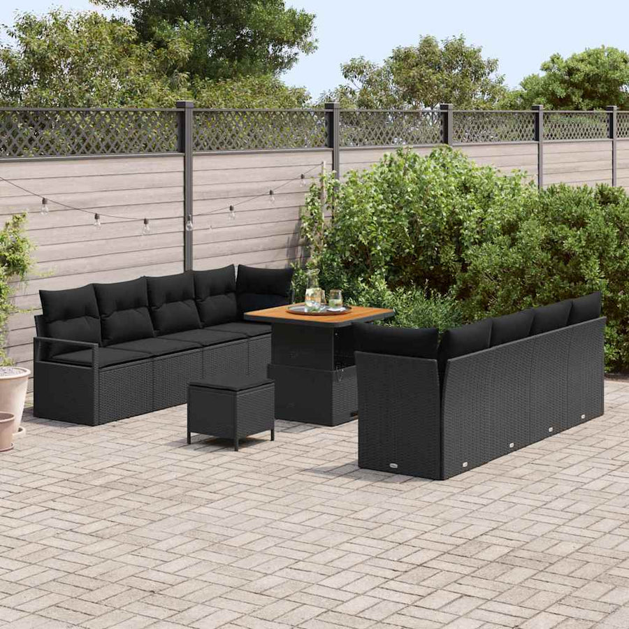 Tuin Sofa Set met kussen met opslag Zwart 80 x 80 x 71 cm