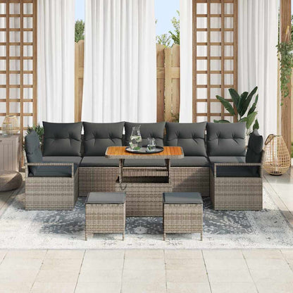 Tuin Sofa Set met kussen met opslag met kussen 10 pcs Grijs