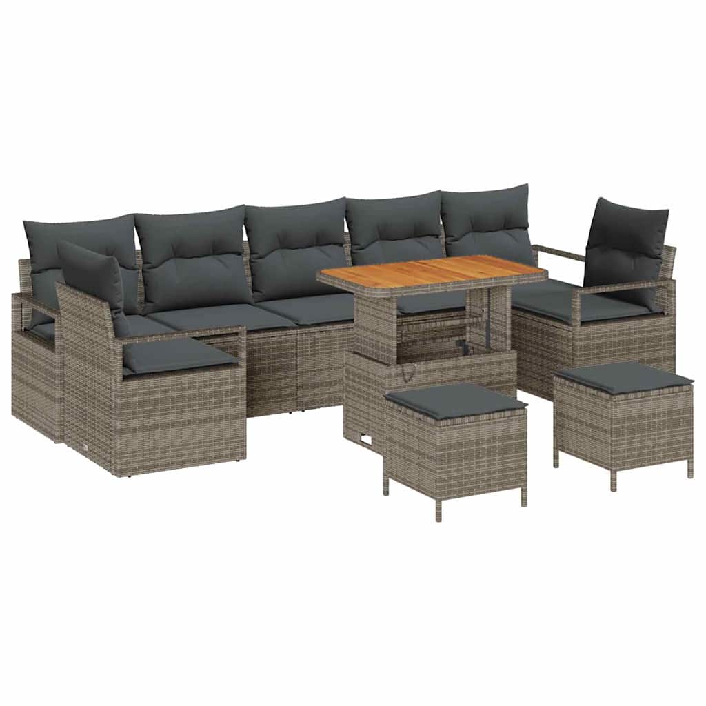 Tuin Sofa Set met kussen met opslag met kussen 10 pcs Grijs