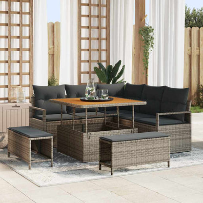 Tuin Sofa Set met kussen met opslag met kussen 8 pcs Grijs