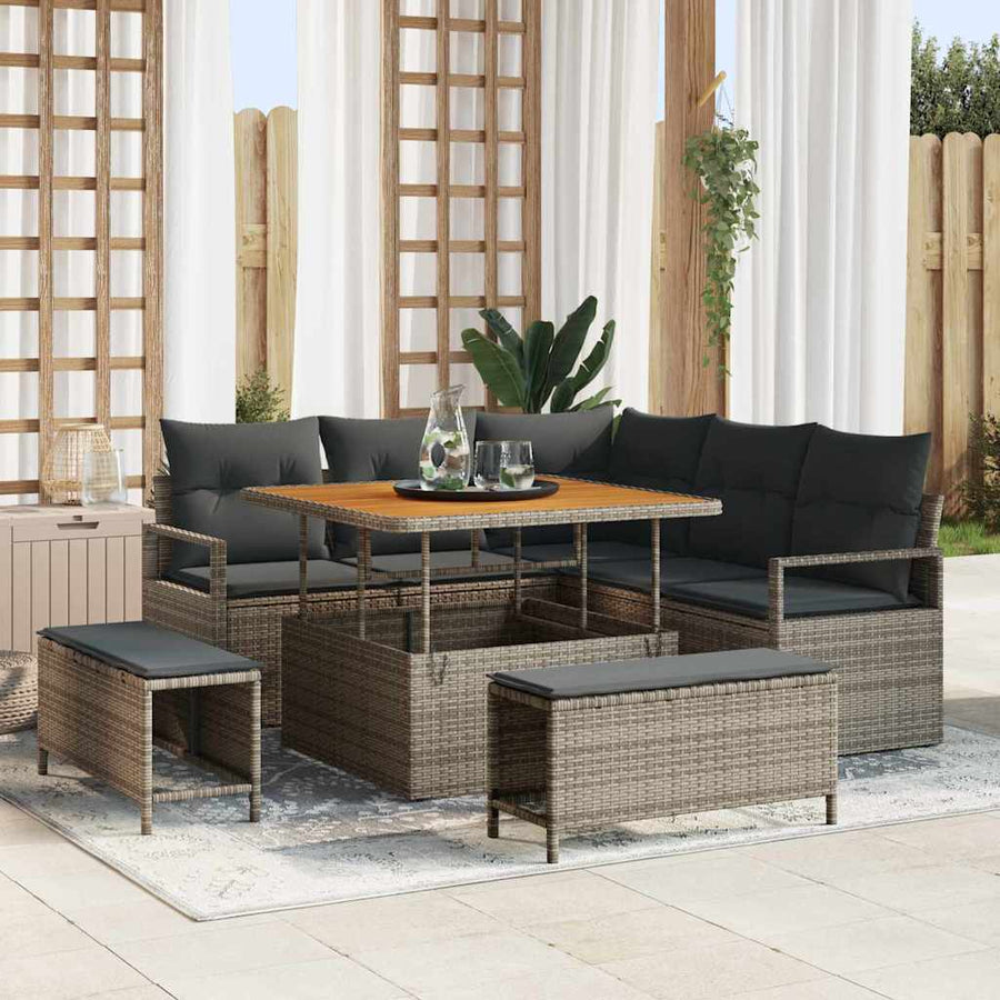 Tuin Sofa Set met kussen met opslag met kussen 8 pcs Grijs