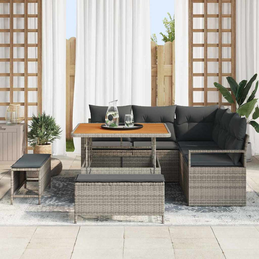 Tuin Sofa Set met kussen met opslag met kussen 8 pcs Grijs