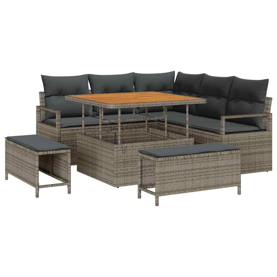 Tuin Sofa Set met kussen met opslag met kussen 8 pcs Grijs