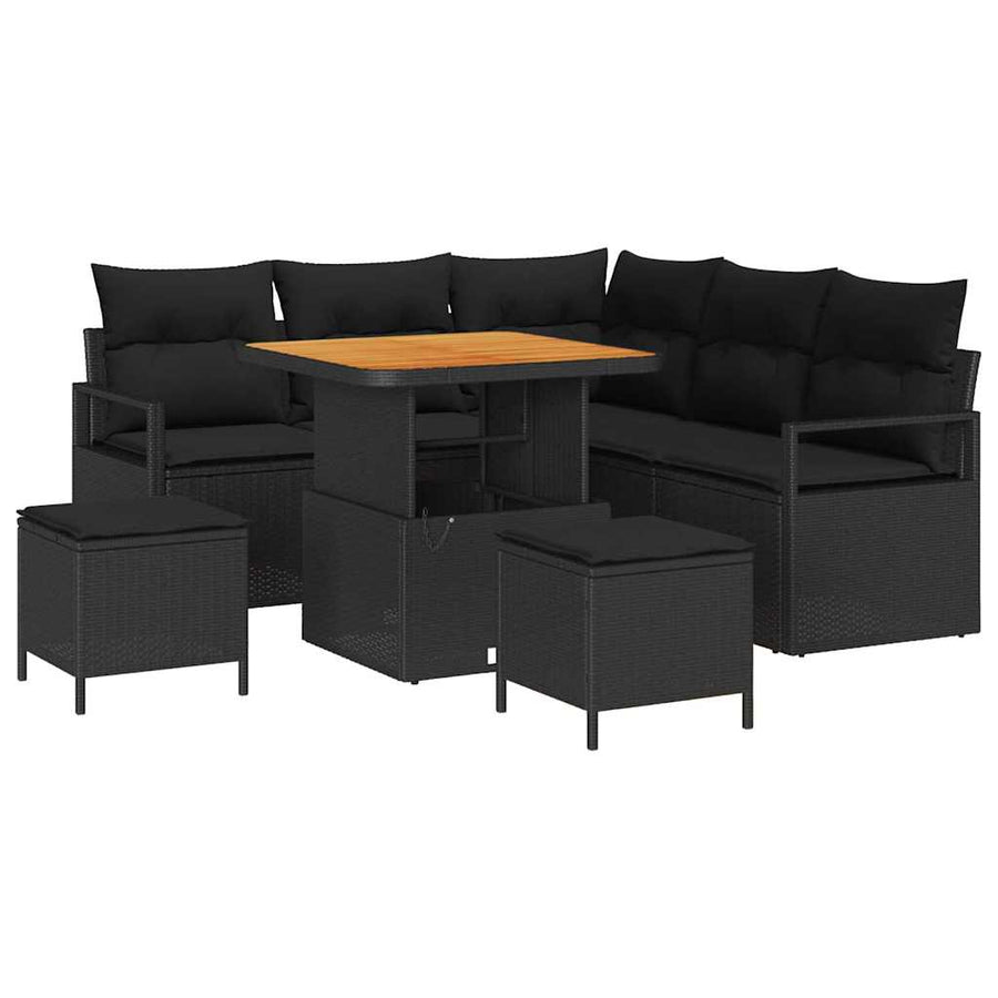 Tuin Sofa Set met kussen met opslag met kussen 8 pcs Zwart