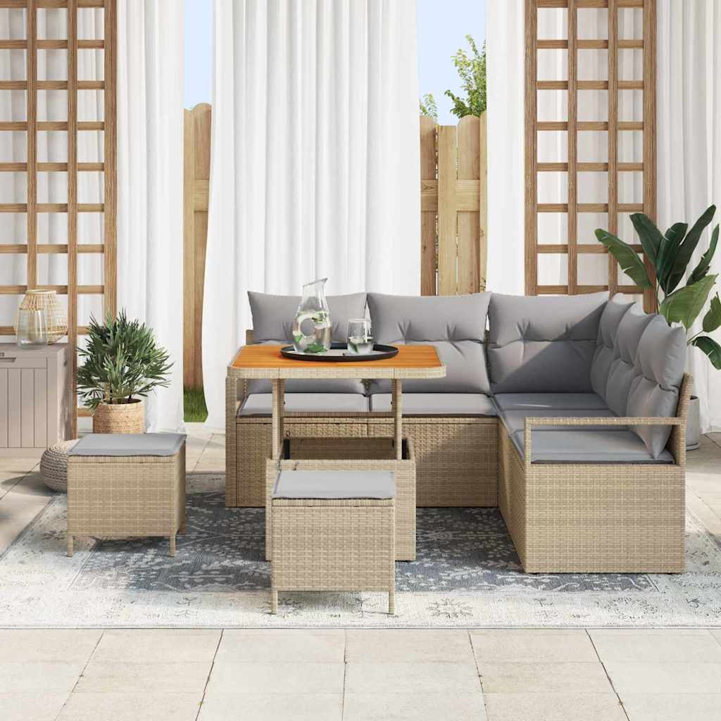 Tuin Sofa Set Met Kussen Met Opslag 8 Pcs En Licht Grijs 80 cm tafellengte Beige Lichtgrijs