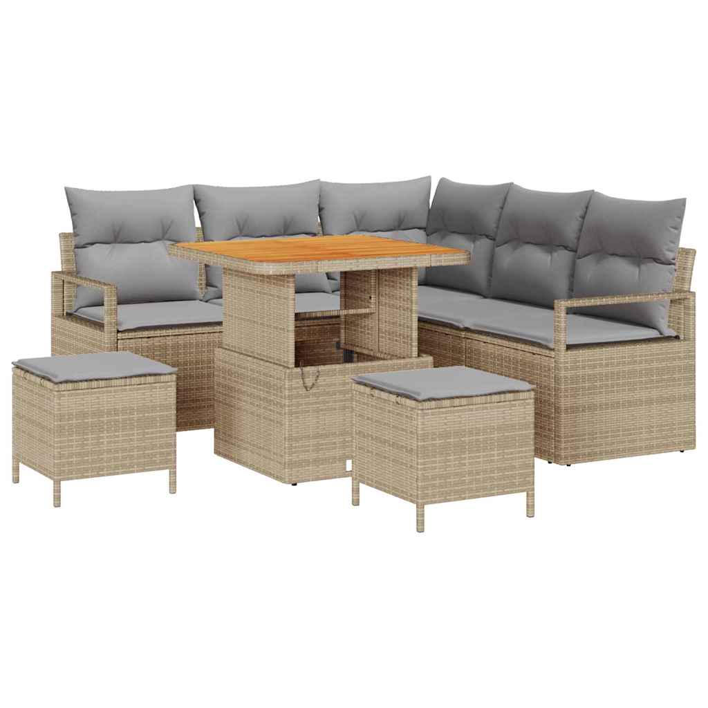 Tuin Sofa Set Met Kussen Met Opslag 8 Pcs En Licht Grijs 80 cm tafellengte Beige Lichtgrijs