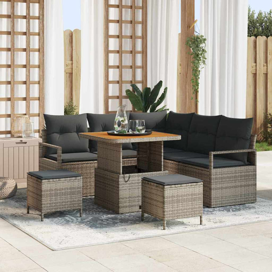 Tuin Sofa Set met kussen met opslag met kussen 8 pcs Grijs