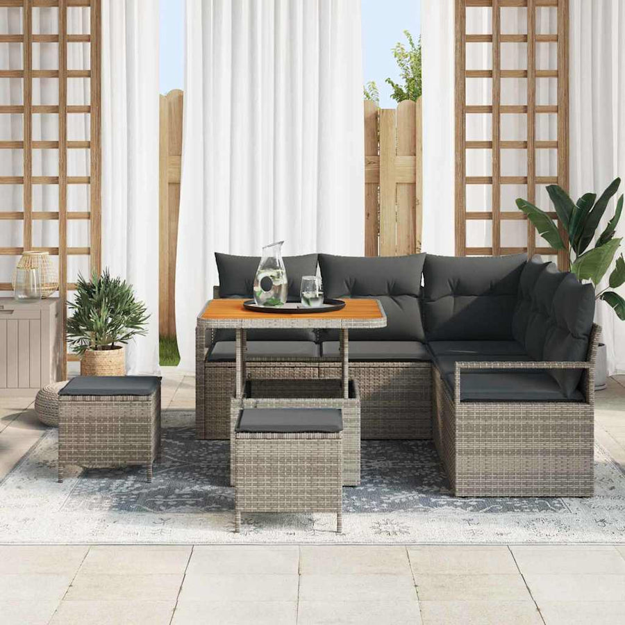Tuin Sofa Set met kussen met opslag met kussen 8 pcs Grijs