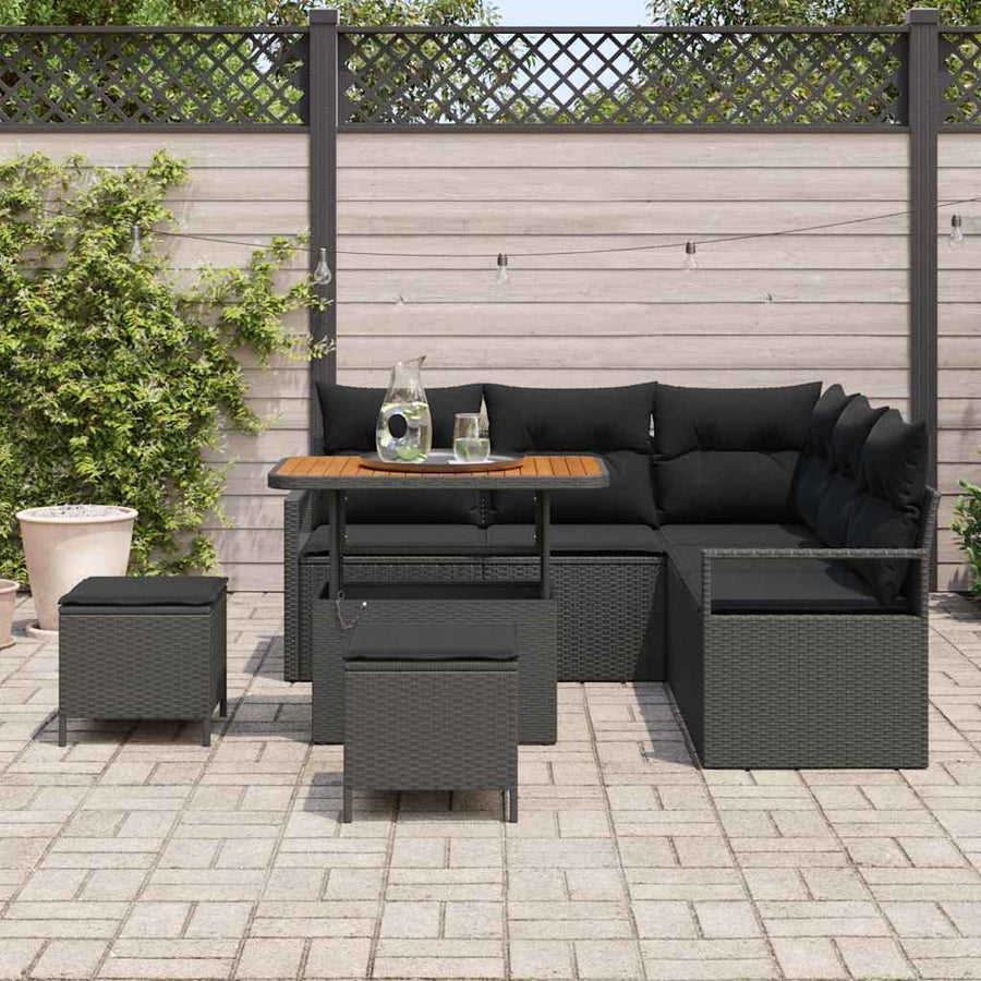 Tuin Sofa Set met kussen met opslag met kussen 8 pcs Zwart