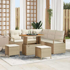 Modulaire loungeset 8-delig poly rattan acaciahout beige crème