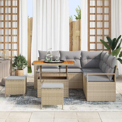 Tuin Sofa Set Met Kussen Met Opslag 8 Pcs En Licht Grijs 90 cm tafellengte Beige Lichtgrijs