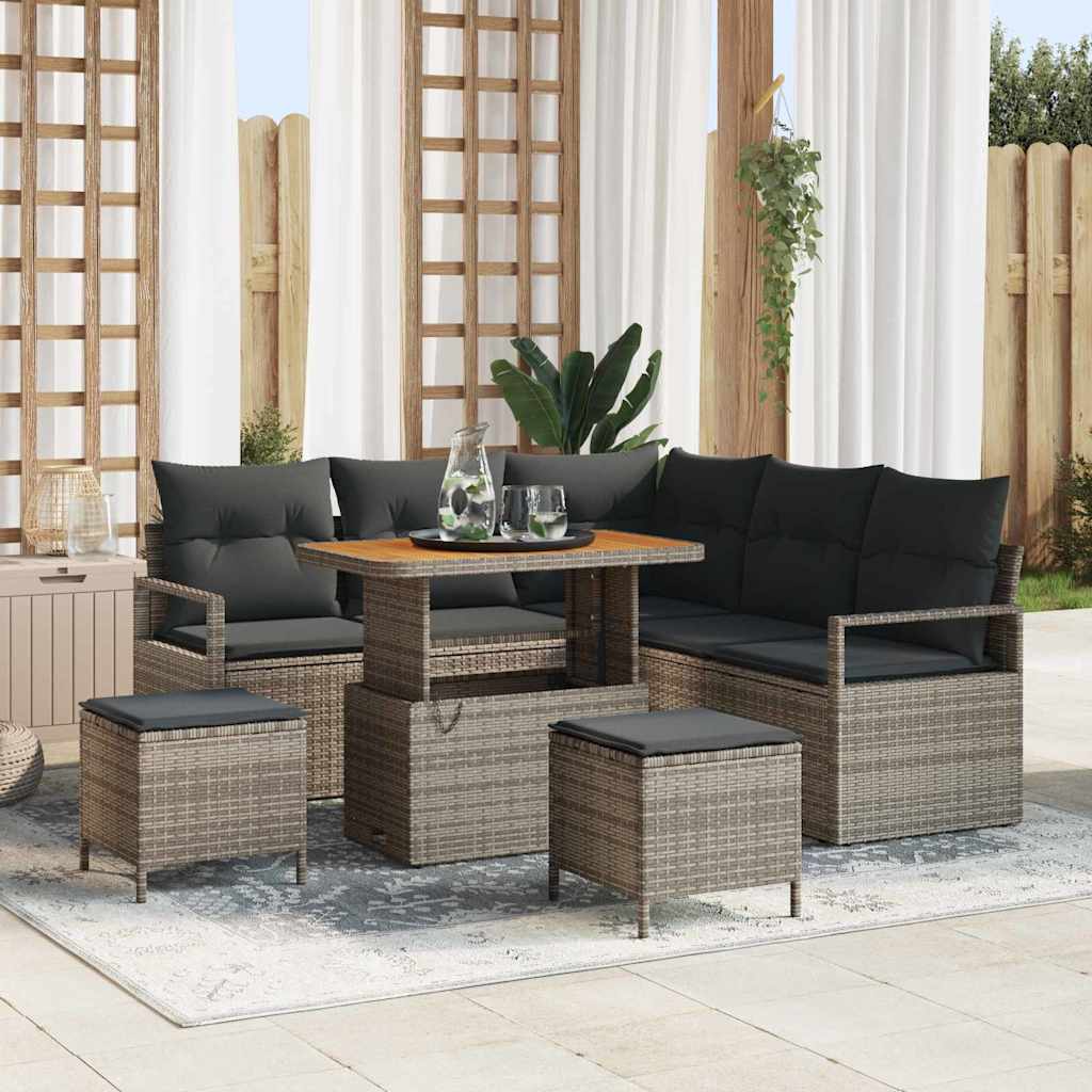 Tuin Sofa Set met kussen met opslag met kussen 8 pcs Grijs